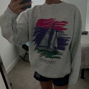 OVERSIZED GRAY & MULTICOLOR SAILING CREWNECK